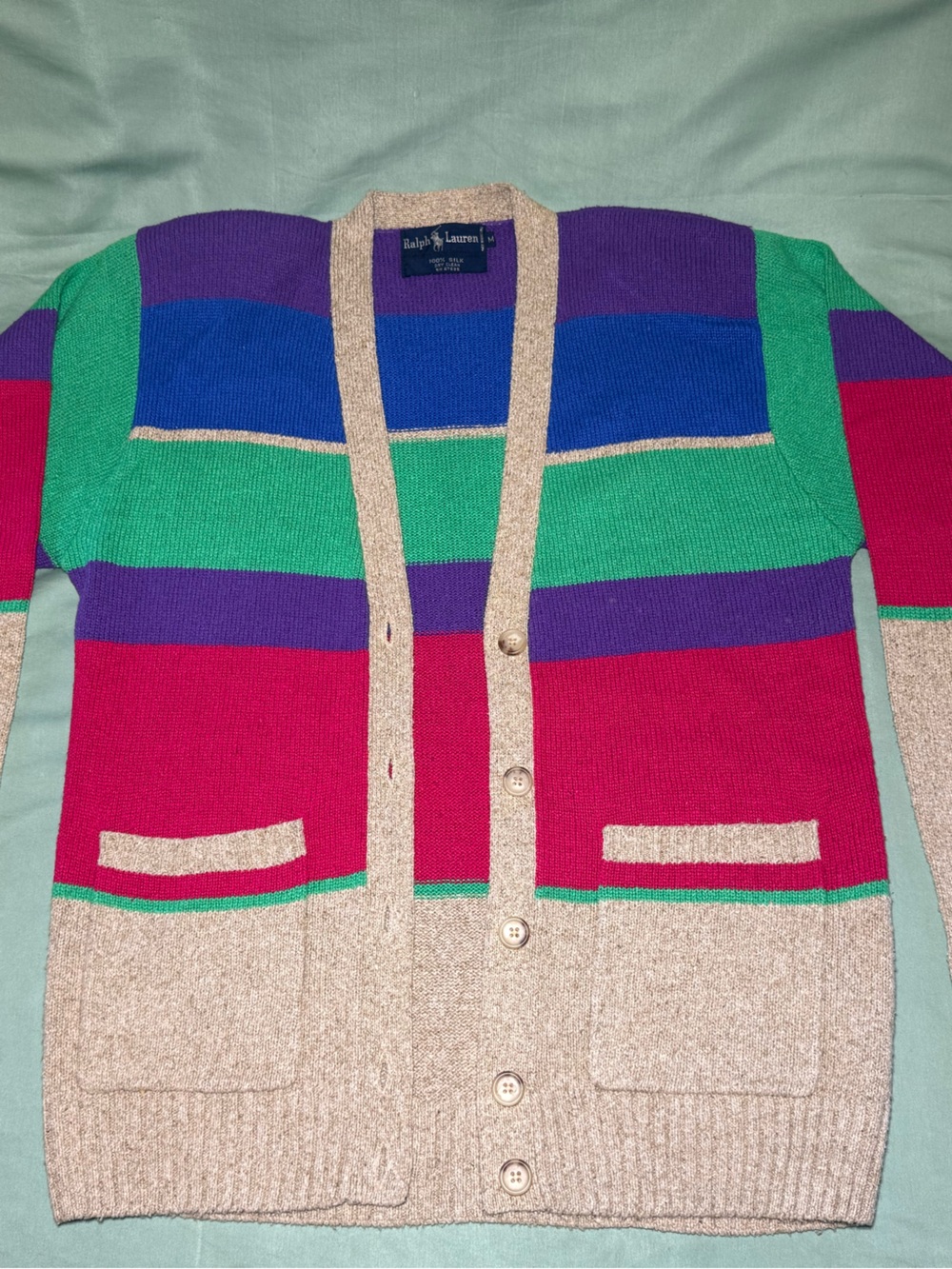 Vintage rare Ralph Lauren  Multicolor Striped Cardigan Sweater